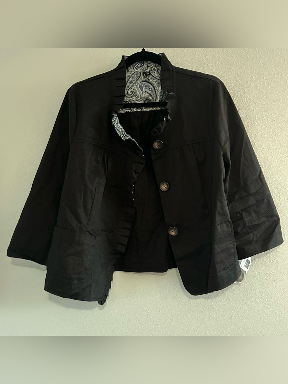 ambition Black Ruffle-Trim Suit Jacket